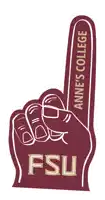 a maroon foam finger that says fsu on it