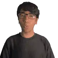 a man wearing glasses and a black shirt that says waylon on it