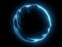 a blue circle with a black background and a light coming out of it