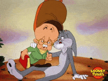 a cartoon character from looney tunes is sitting next to another character