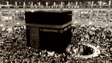 a large crowd of people are gathered in front of a building