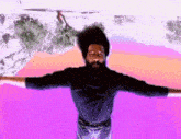a man with a beard is flying through the air .