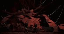 a cartoon character 's hands stick out of a hole in the ground