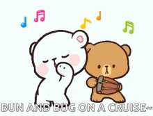 a couple of teddy bears are dancing with a drum .