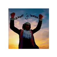 a man in a patriotic suit is holding chains in the air
