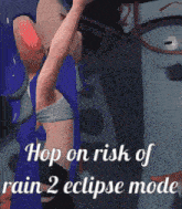 a cartoon of a man and a woman with the words hop on risk of rain 2 eclipse mode