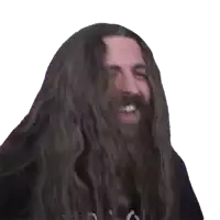 a man with long hair and a beard smiles