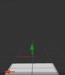 a 3d model of a rabbit with a green arrow pointing upwards