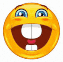 a cartoon smiley face with big teeth and a big smile on it .