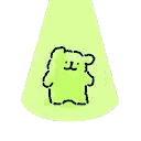 a green cone with a teddy bear drawing on it .