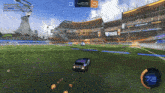 a rocket league game is being played on a stadium