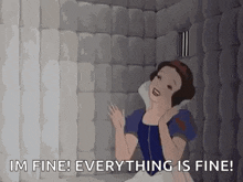 snow white from snow white and the seven dwarfs is standing in a prison cell with a jail cell behind her .