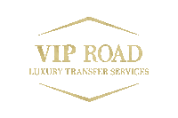 a logo for vip road luxury transfer services in gold