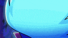 a blue and purple background with a cartoon character