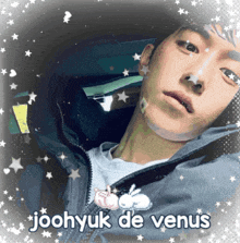 a picture of a young man with the name joohyuk de venus on the bottom