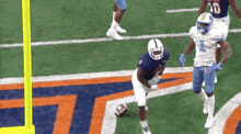 a football player in a blue jersey with the number 10 on his jersey