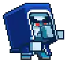a pixel art drawing of a person in a blue suit .