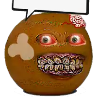a cartoon face with a speech bubble and a brain on it