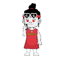 a cartoon of a girl wearing sunglasses and a zhutcita shirt