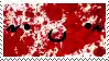 a red and white background with a smiley face on it