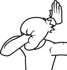 a black and white drawing of a person with their hand on their face .