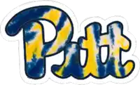 a blue and yellow tie dye logo for the pittsburgh pirates