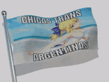 a flag with a picture of a girl on the beach and the words chicas trans argentinas