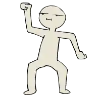 a drawing of a man flexing his muscles and making a funny face .