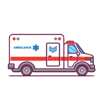 a white and red ambulance with the word ambulance on the side