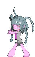 a pixel art of a girl with scorpions on her hair