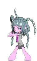 a pixel art of a girl with scorpions on her hair