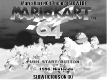 a black and white photo of mario kart 64