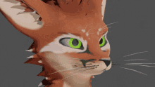 a cartoon cat with green eyes and white whiskers