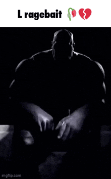 a picture of thanos with a broken heart and the words lragebait on the bottom