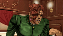 a cartoon of a man with red hair and earrings