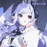 a drawing of a girl with purple hair and the words rei loves vivian on the bottom