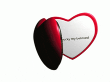 a heart shaped mirror with the words sucky wicky my beloved