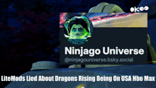 a ninjago universe twitter account with a picture of a man on it