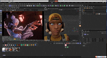 a computer screen shows a 3d model of a person with headphones