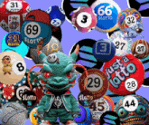a collage of lottery balls including one that says just a lotto on it