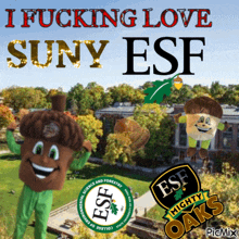 a poster that says i fucking love suny esf on it