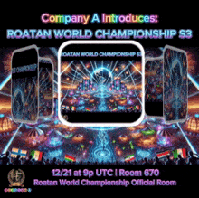 an advertisement for the roatan world championships
