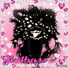 a picture of a monster with many eyes and the words girlboss on the bottom