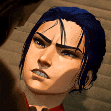 a close up of a cartoon character 's face