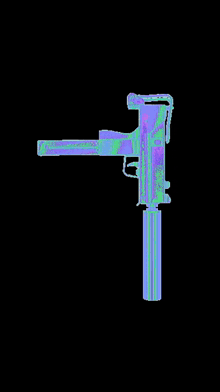 a colorful gun on a black background that looks like a rainbow