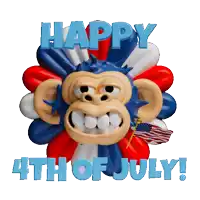 a happy 4th of july greeting card with a monkey