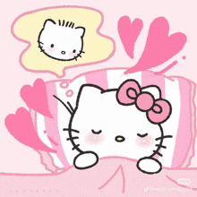 a drawing of hello kitty on a pink and white background
