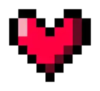 a pixel art of a red heart on a white background .