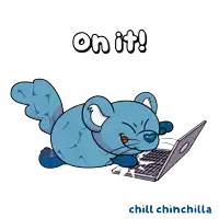 a cartoon of a mouse laying on a laptop with the words on it chill chinchilla