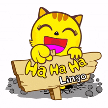jumping sign yellow cat haha